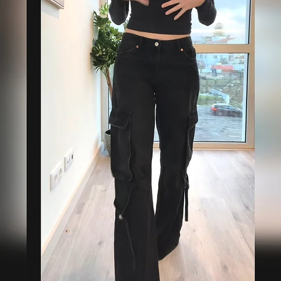 Zara | Jeans | Zara Cargo Jeans Black | Poshmark